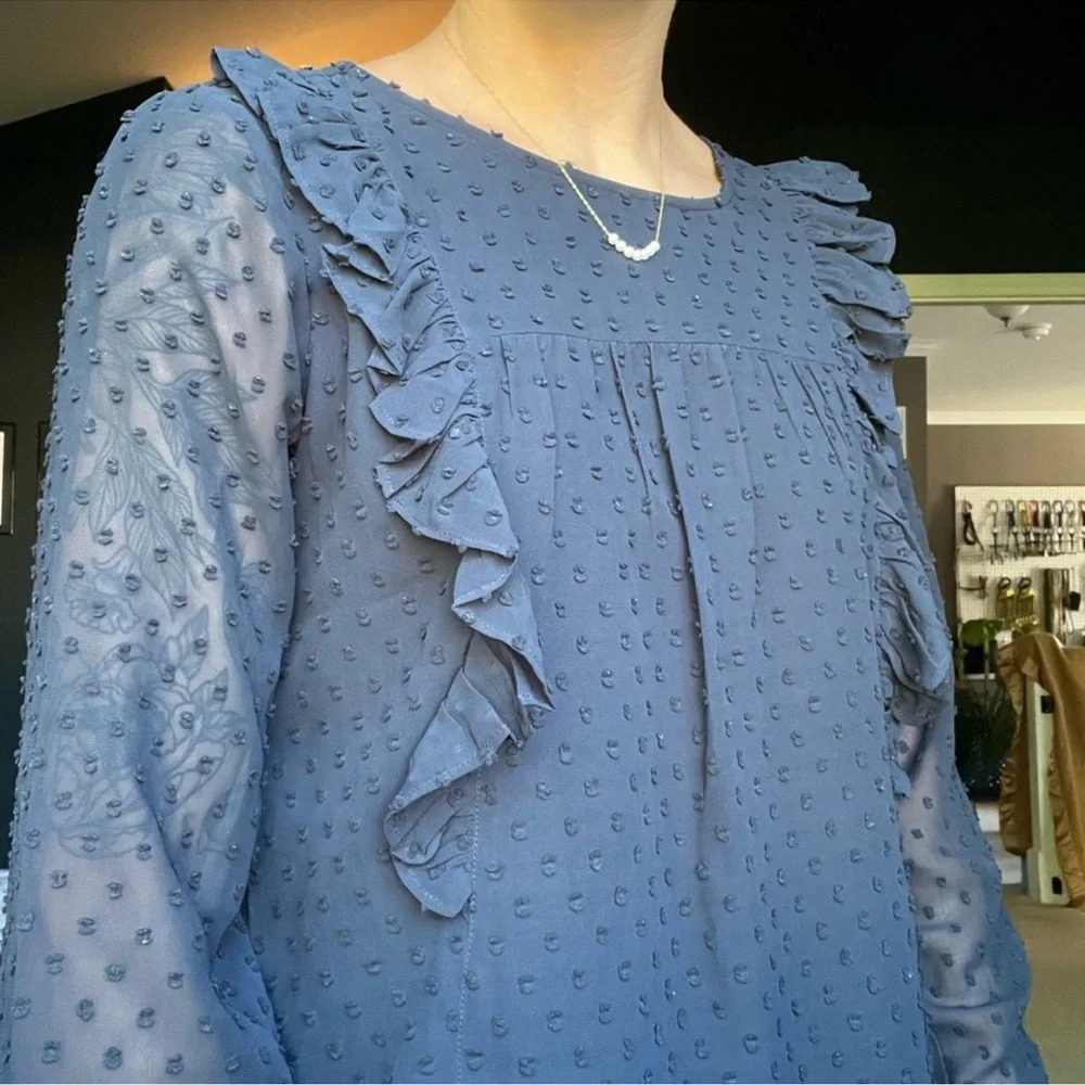 J. Crew Ruffled Swiss Dot Top